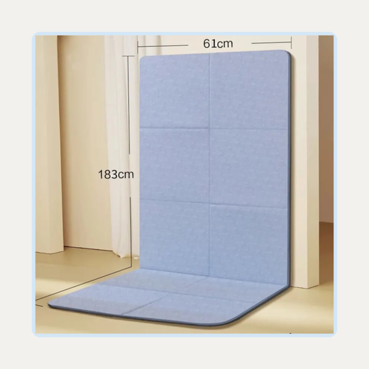 Tapis de yoga de voyage pliable et léger couleur bleu