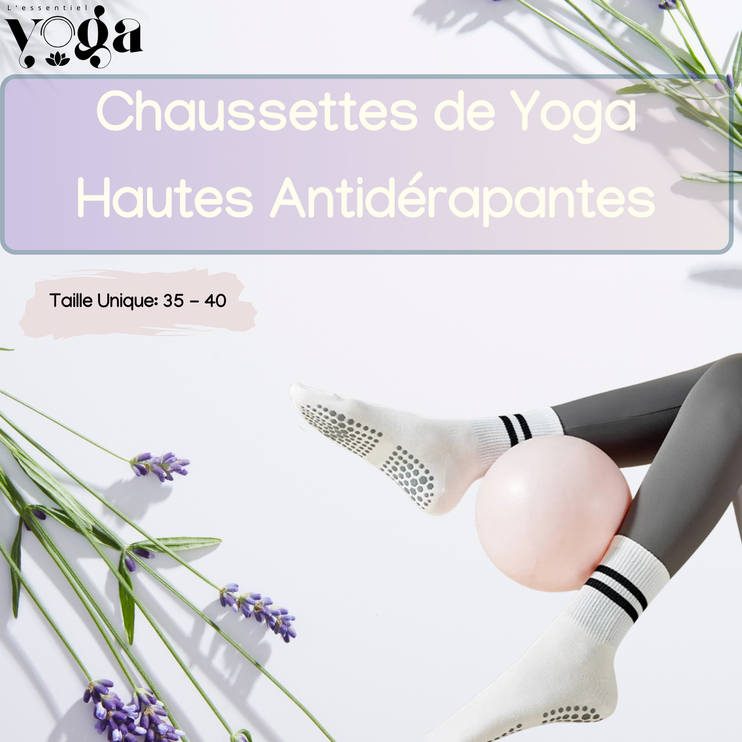 Chaussettes de Yoga Hautes Antidérapantes 🧦