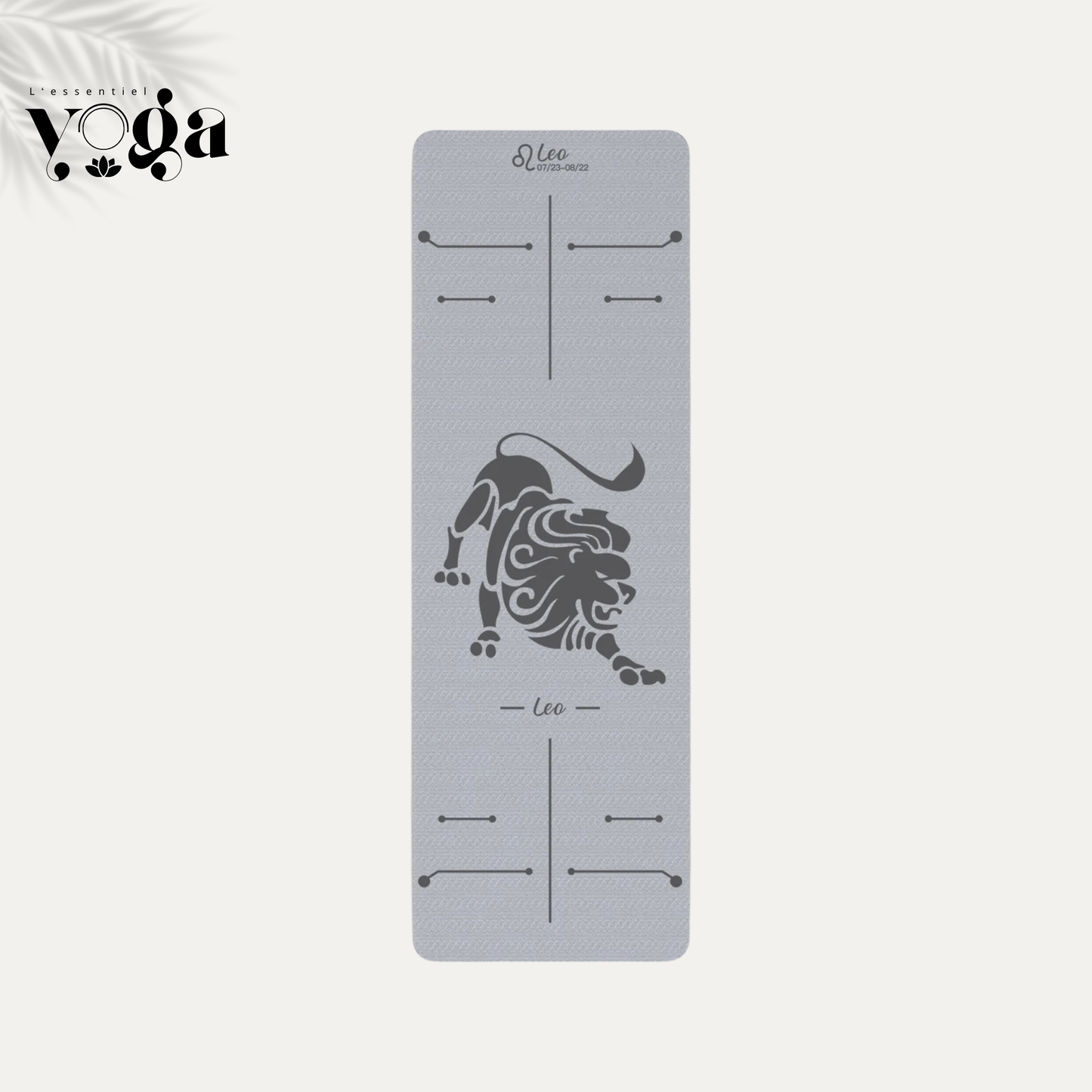 Tapis de Yoga Astrologique Lion en couleur grise