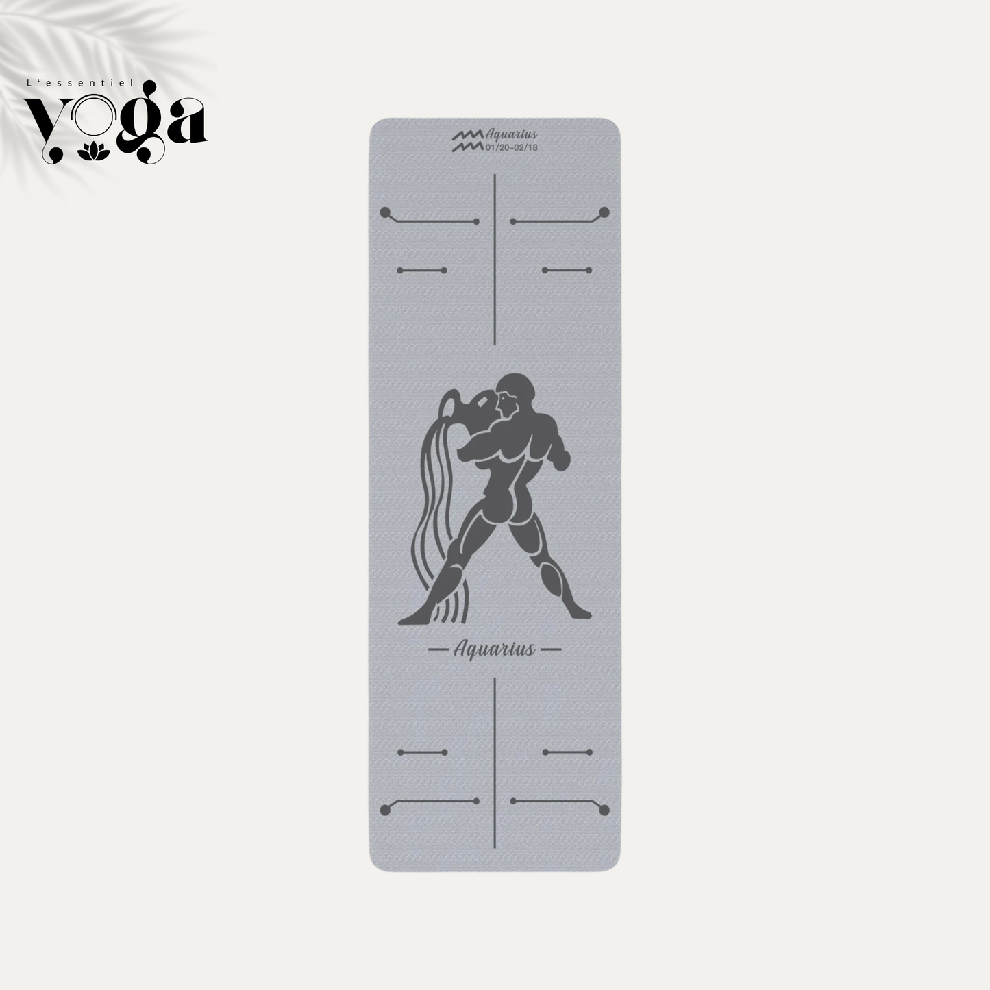 Tapis de Yoga Astrologique Verseau en couleur gris