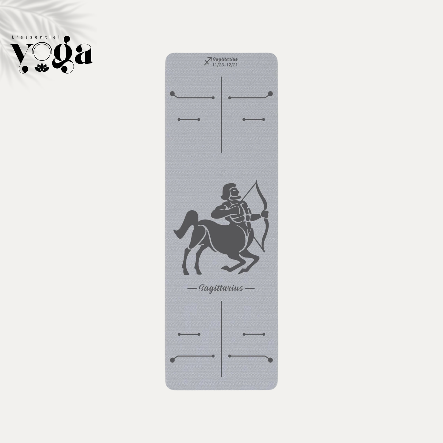 Tapis de Yoga Astrologique Sagittaire en couleur gris