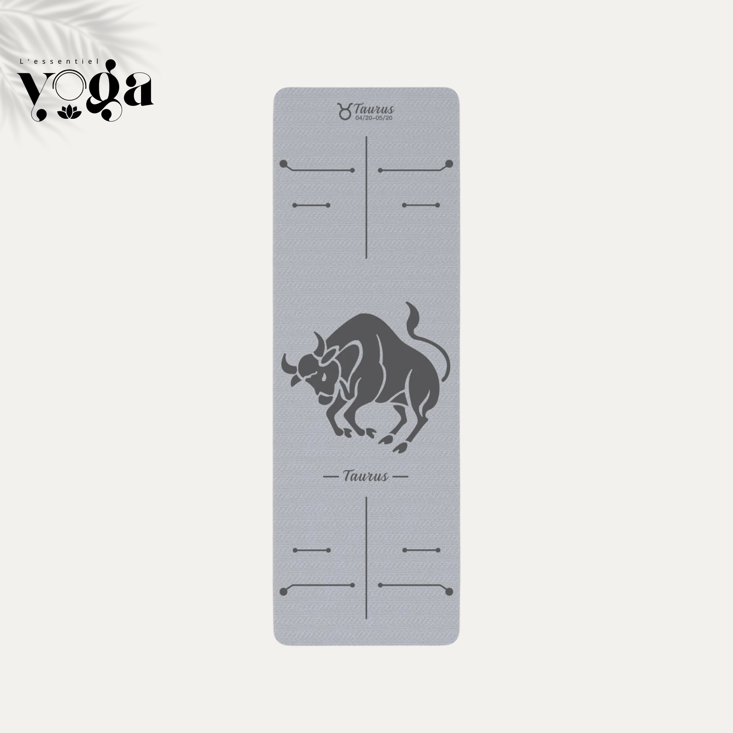 Tapis de Yoga Astrologique Taureau en couleur grise
