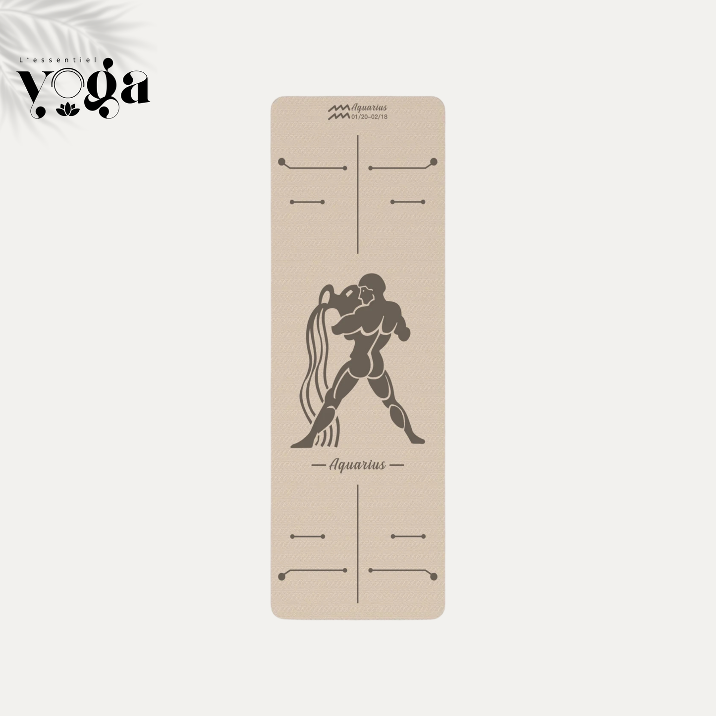 Tapis de Yoga Astrologique Verseau en couleur beige