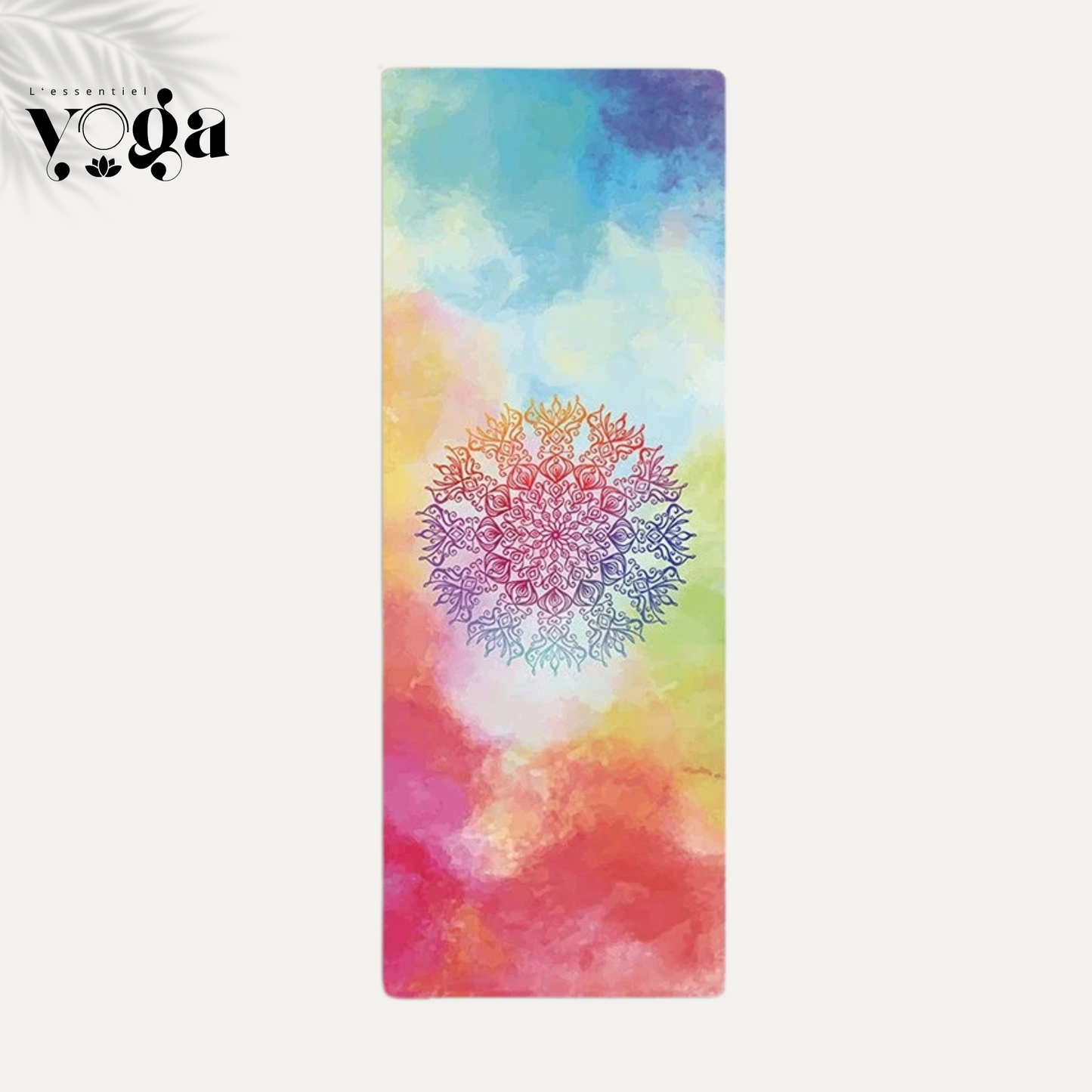 Tapis de yoga ultra fin antidérapant motif paon Mandalas coloré