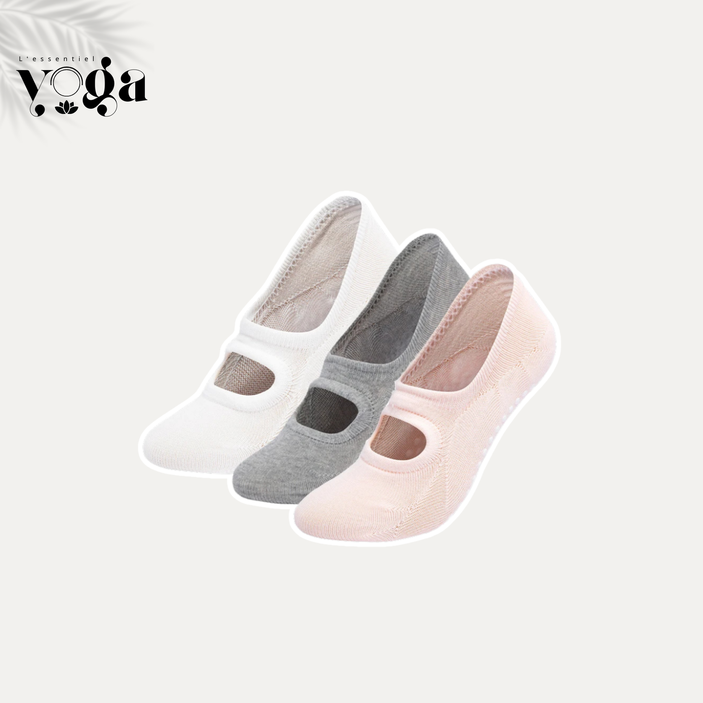 Lot de 3 paires de chaussettes de yoga antidérapantes blanc gris rose