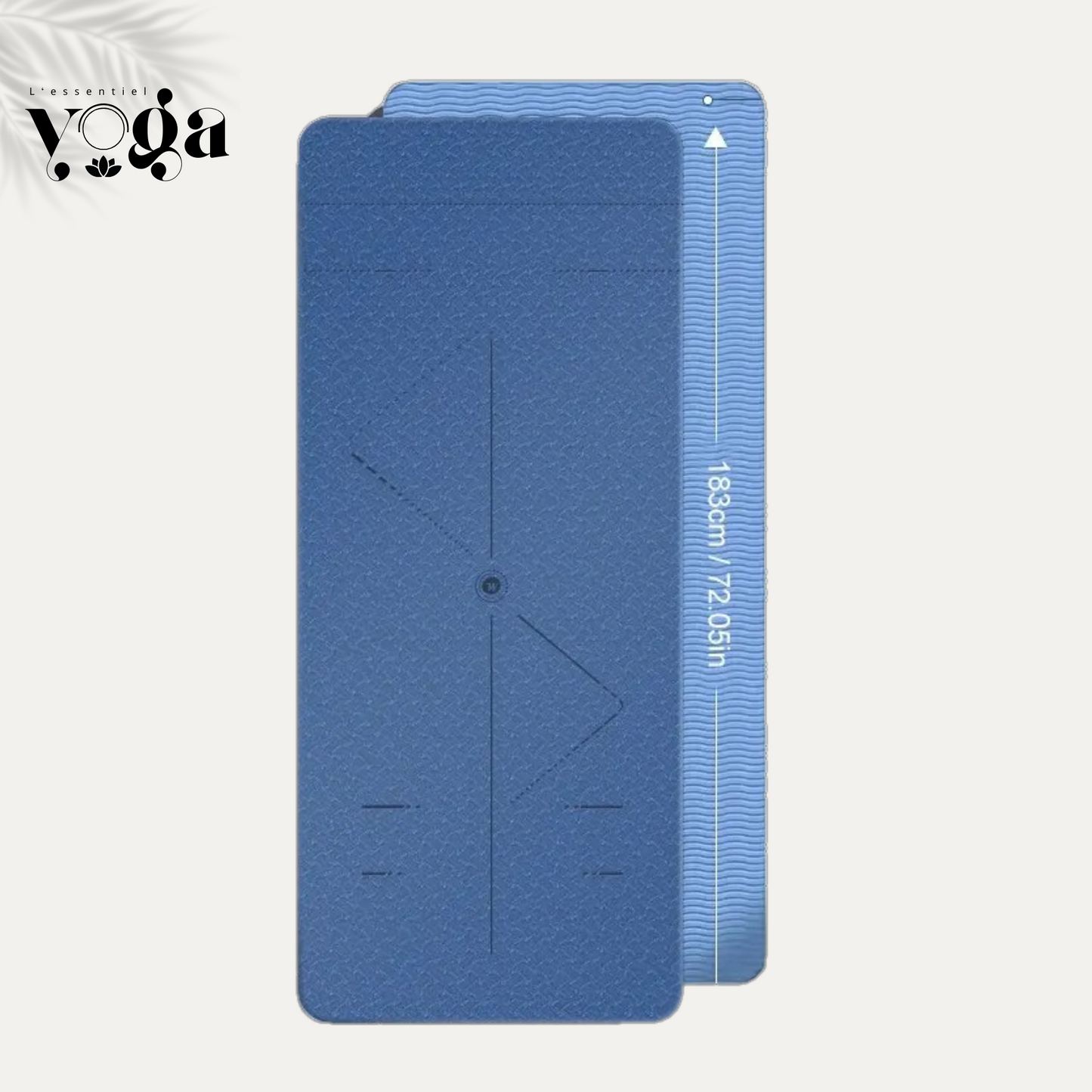 Tapis de yoga antidérapant avec système d’alignement en TPE - couleur bleu