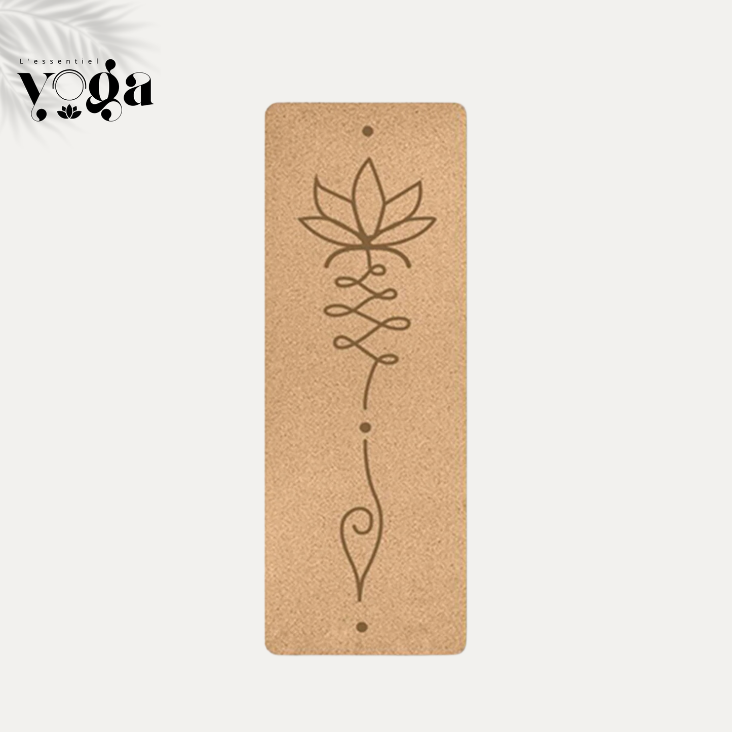 Tapis de yoga en liège naturel avec motif lotus