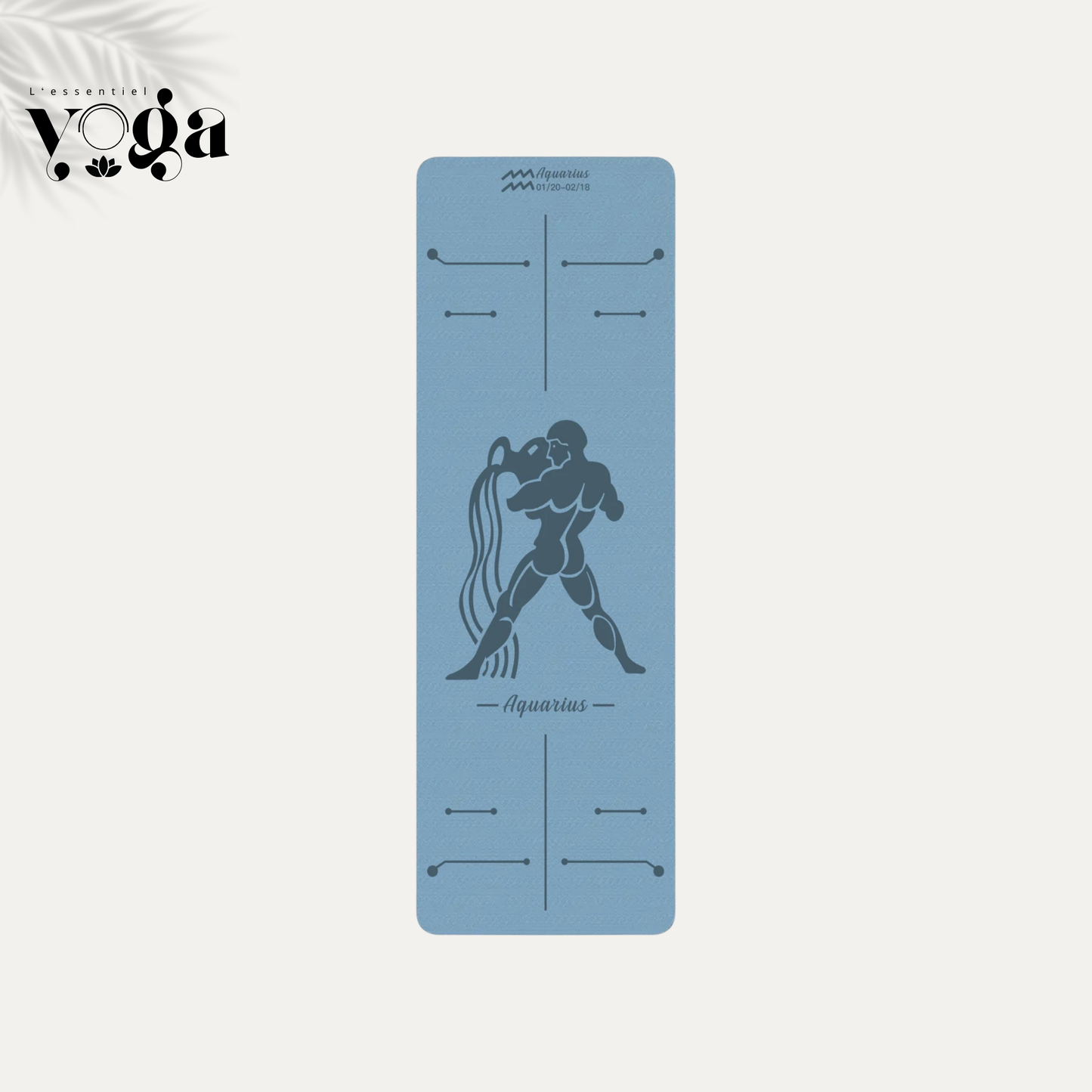 Tapis de Yoga Astrologique Verseau en couleur bleu