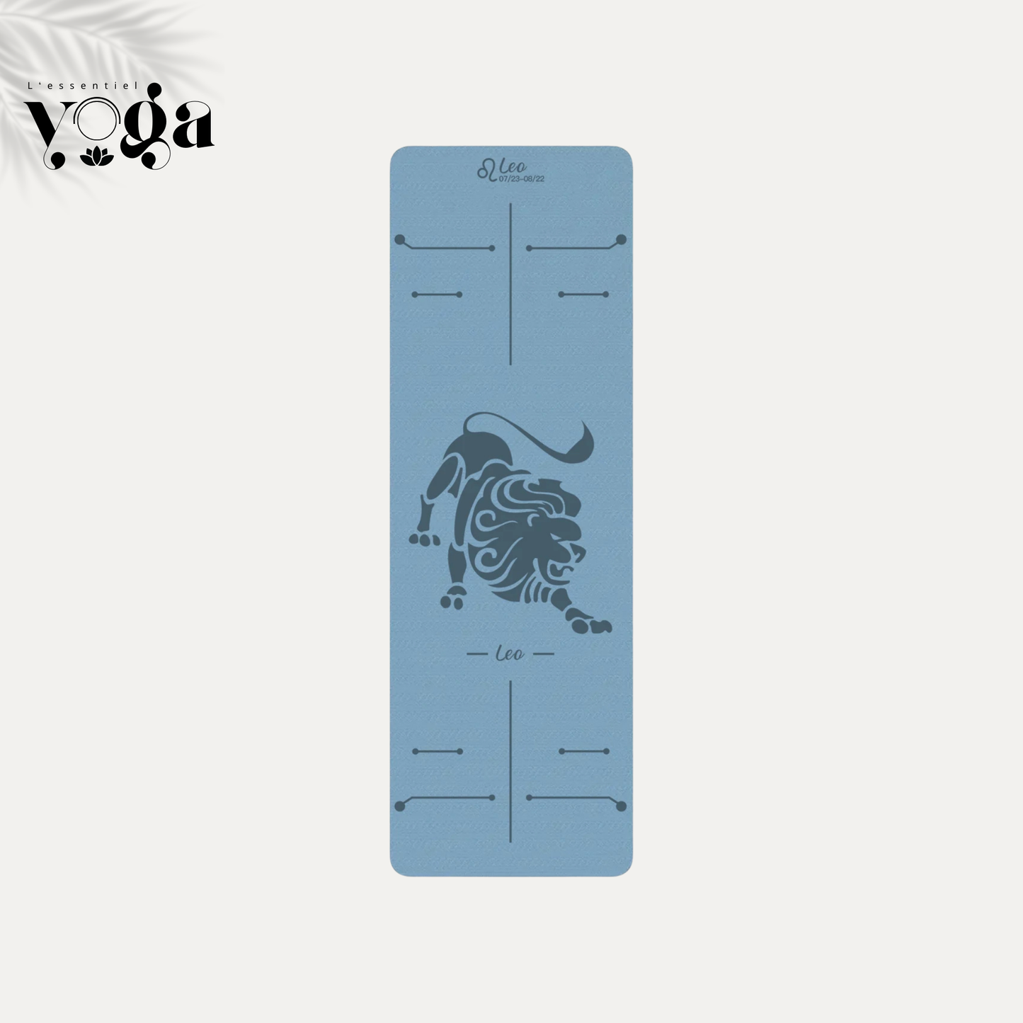 Tapis de Yoga Astrologique Lion en couleur bleu