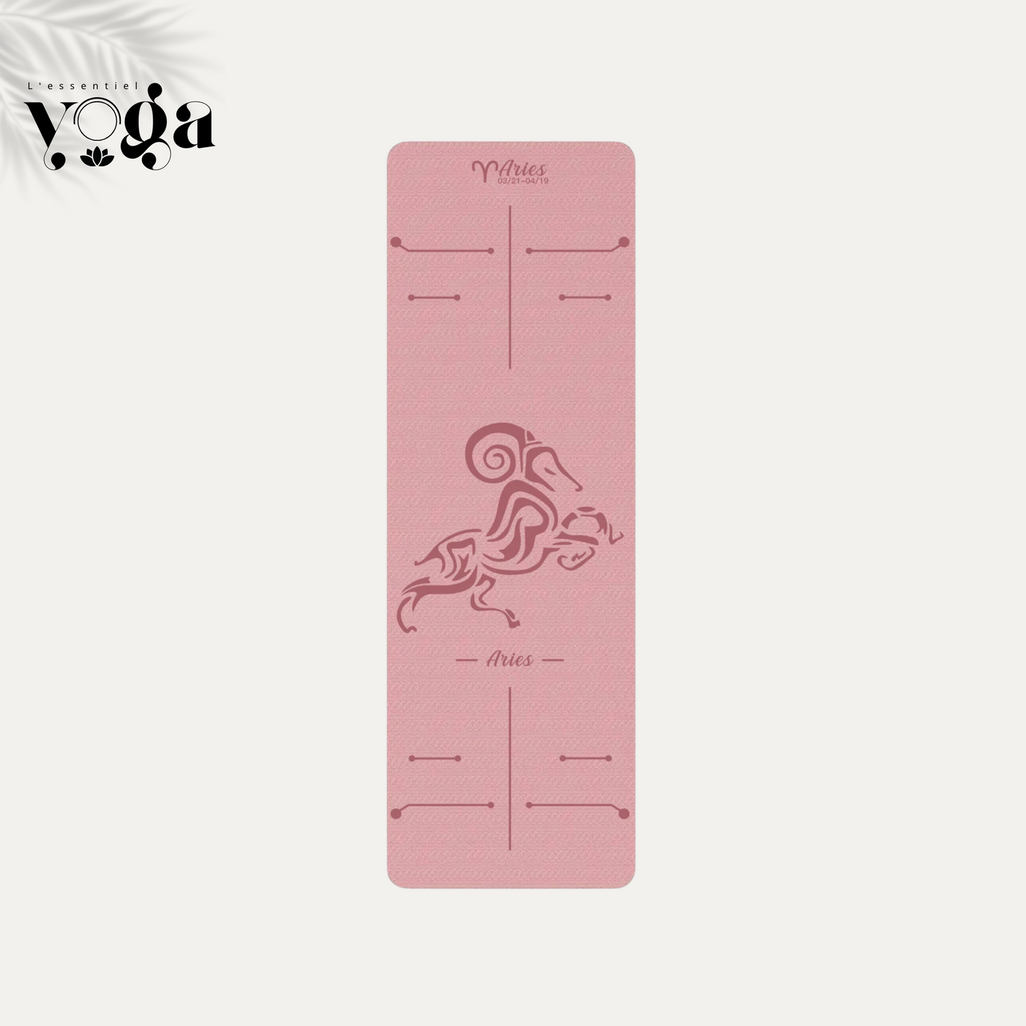 Tapis de Yoga Astrologique Bélier en couleur rose