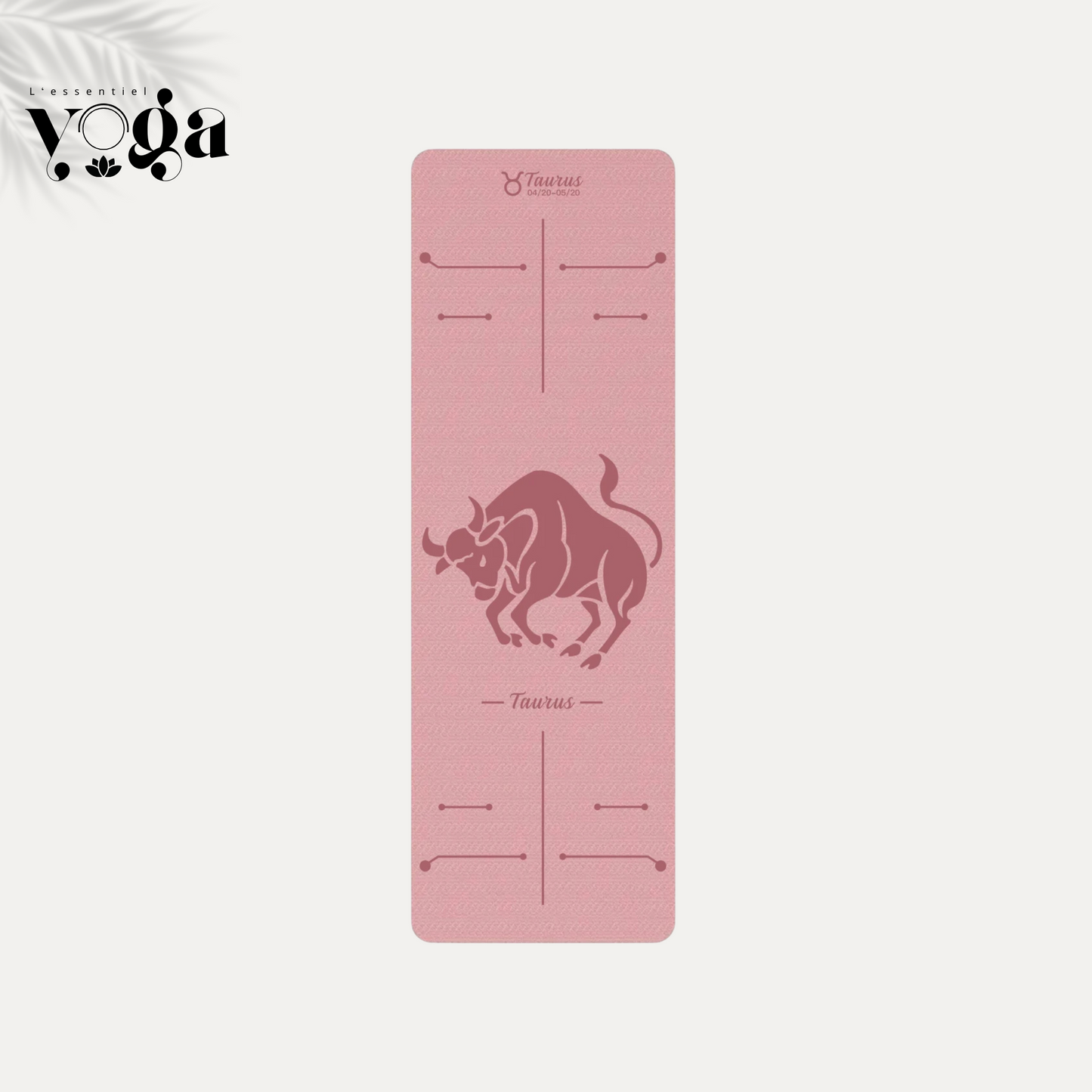 Tapis de Yoga Astrologique Taureau en couleur rose