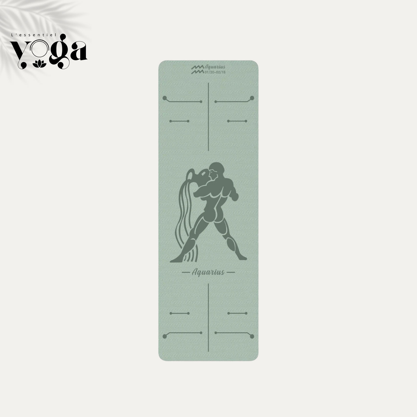 Tapis de Yoga Astrologique Verseau en couleur vert