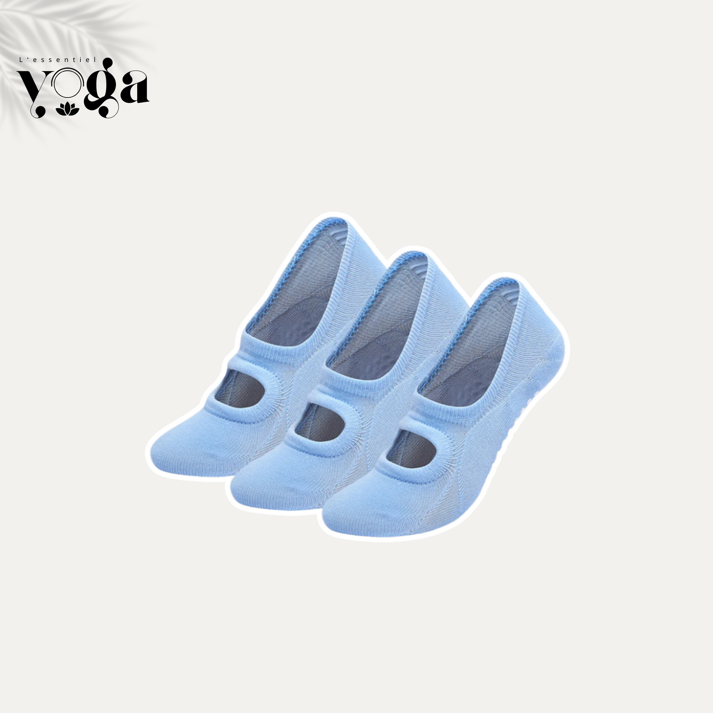 Lot de 3 paires de chaussettes de yoga antidérapantes bleues