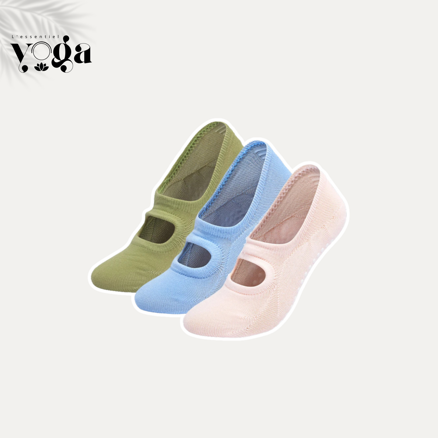 Lot de 3 paires de chaussettes de yoga antidérapantes vert bleu rose