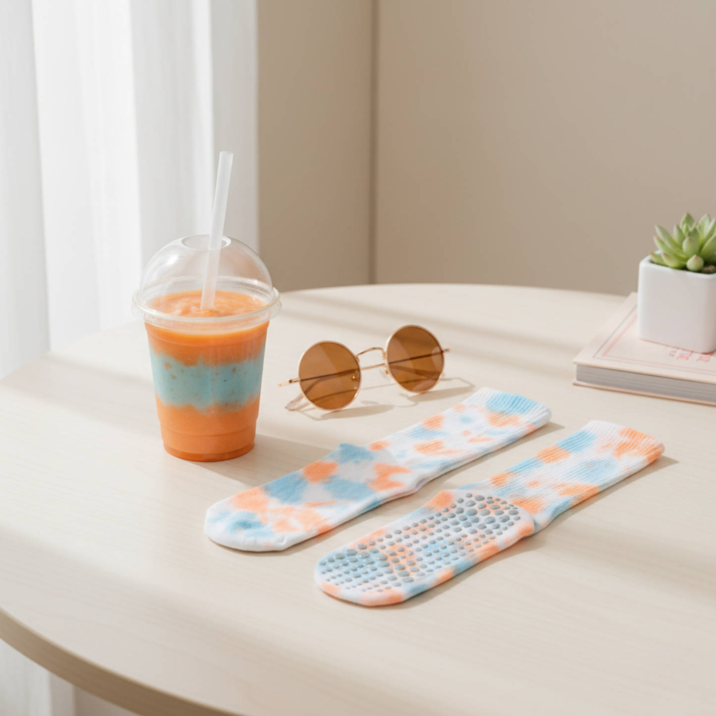 chaussettes pilates antidérapantes bleu