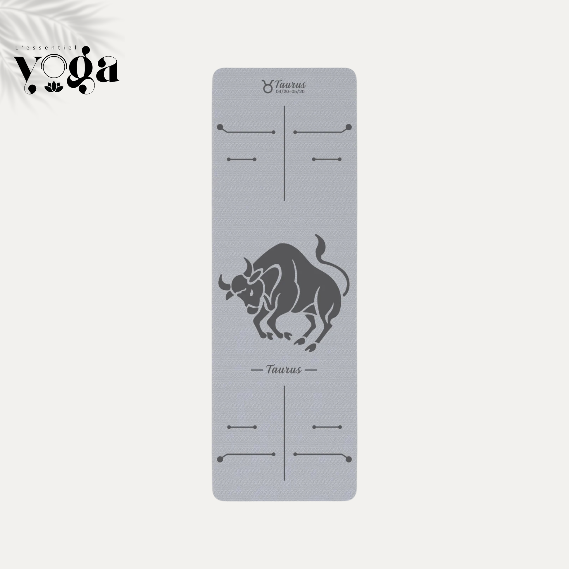 Tapis de Yoga Astrologique Taureau en couleur grise
