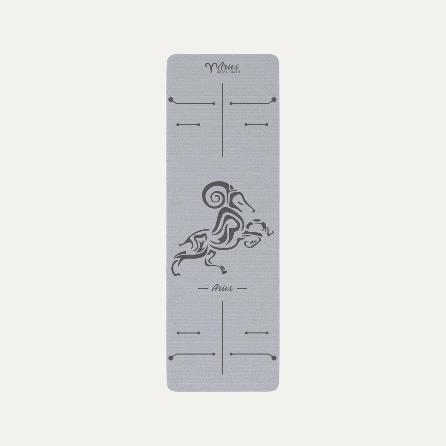 Tapis de Yoga Astrologique Bélier en couleur gris
