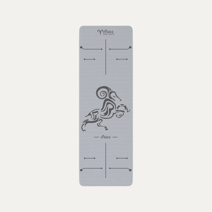 Tapis de Yoga Astrologique Bélier en couleur gris