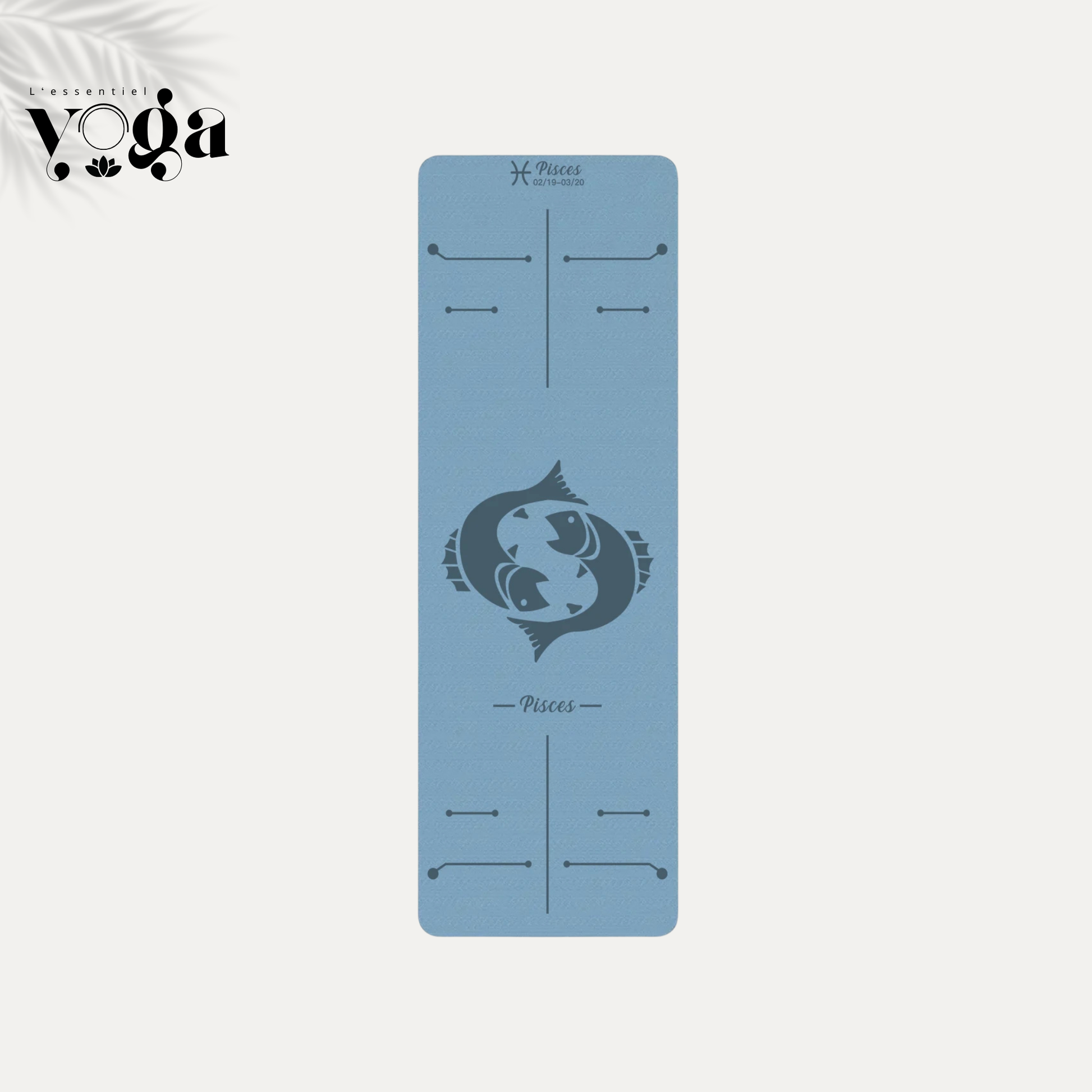 Tapis de Yoga Astrologique Poissons en couleur bleu