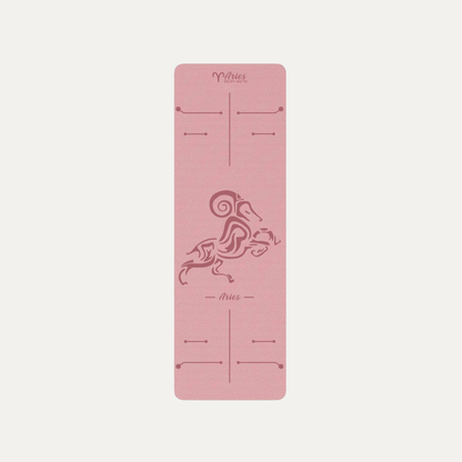 Tapis de Yoga Astrologique Bélier en couleur rose