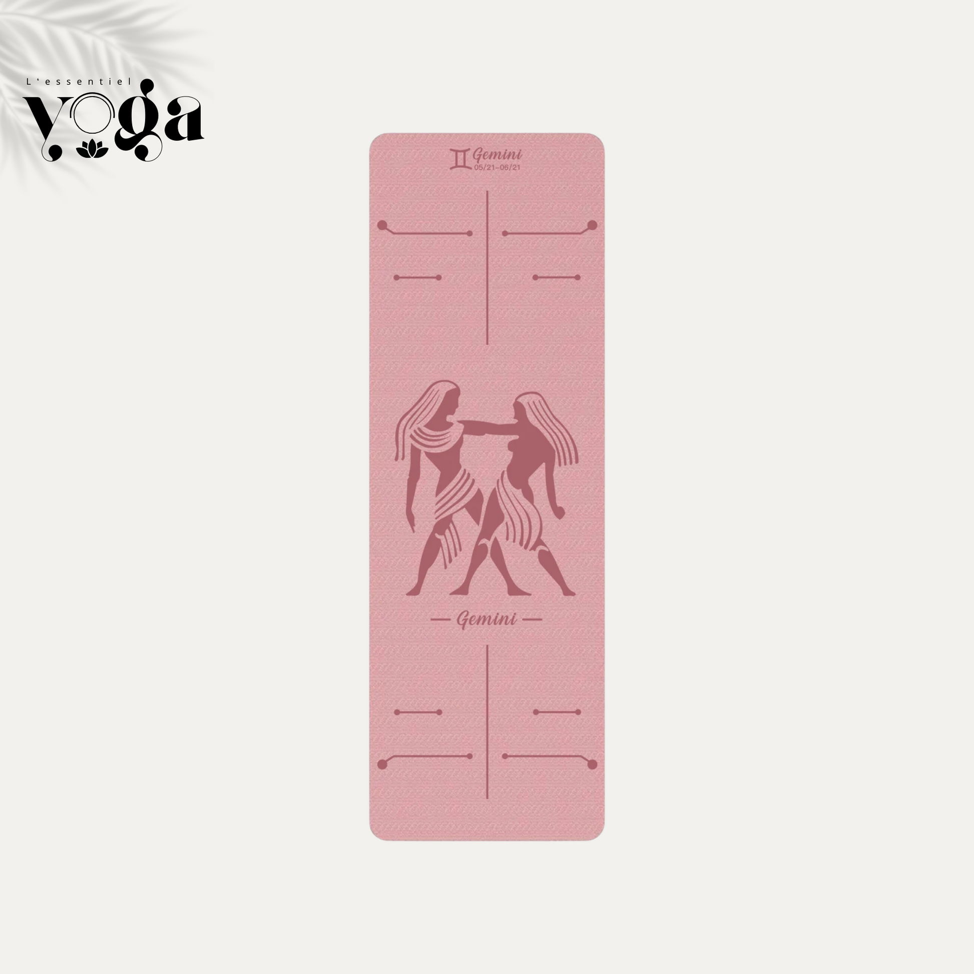 Tapis de Yoga Astrologique Gémeaux en couleur rose