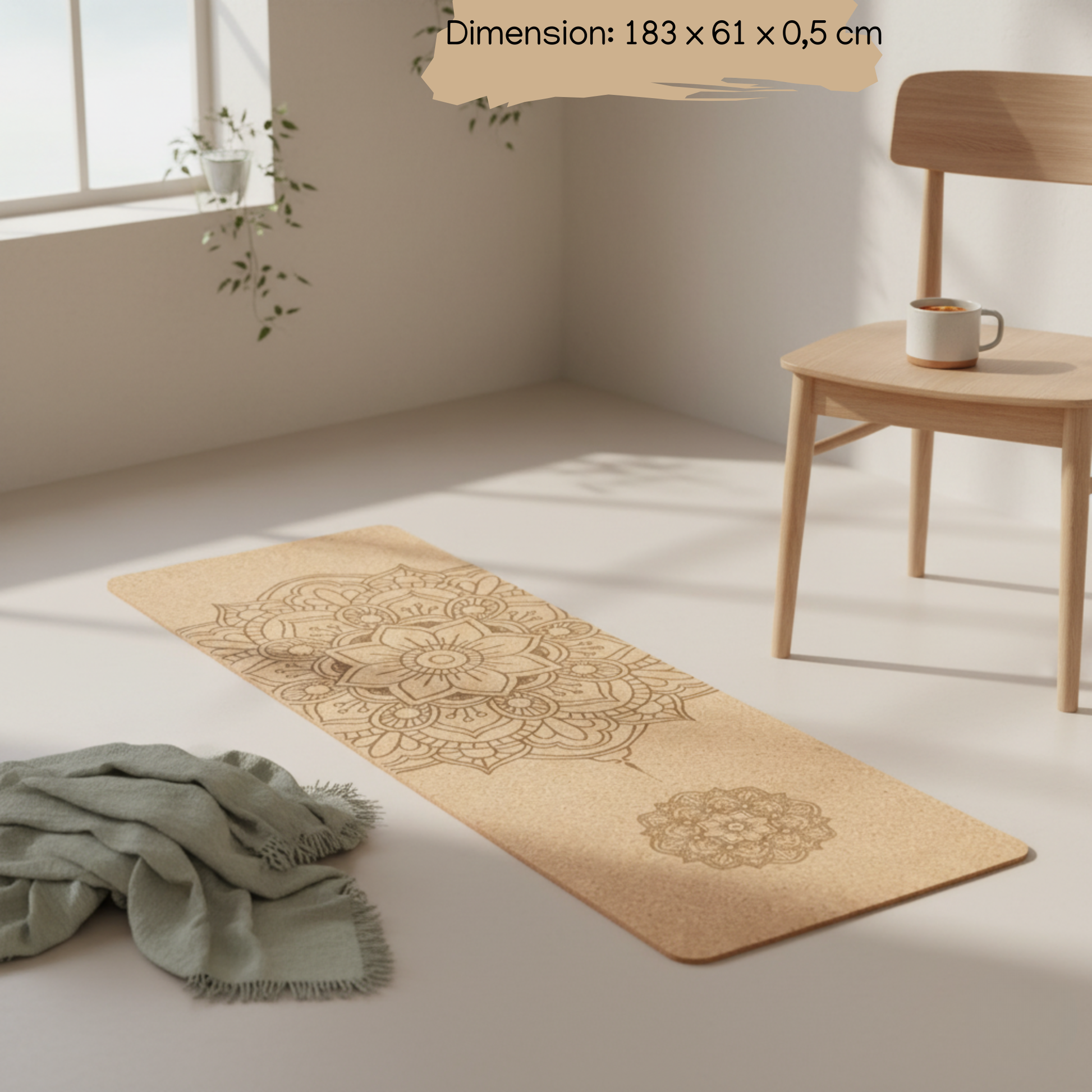 Tapis de yoga écologique en liège pour pratique quotidienne